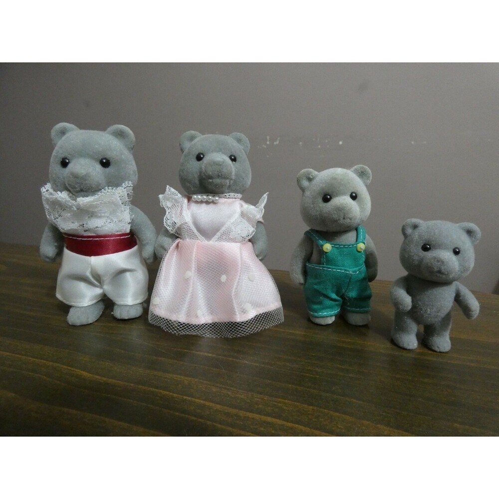 Calico Critters Sylvanian Families Evergreen Grey Bear Family 4 Wedding Attire